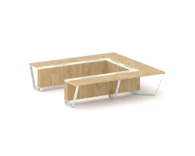 Стол переговорный П-образный ЛДСП/краш. металл/МДФ 3200x3200x750 Стил Мит / Steel Meet images