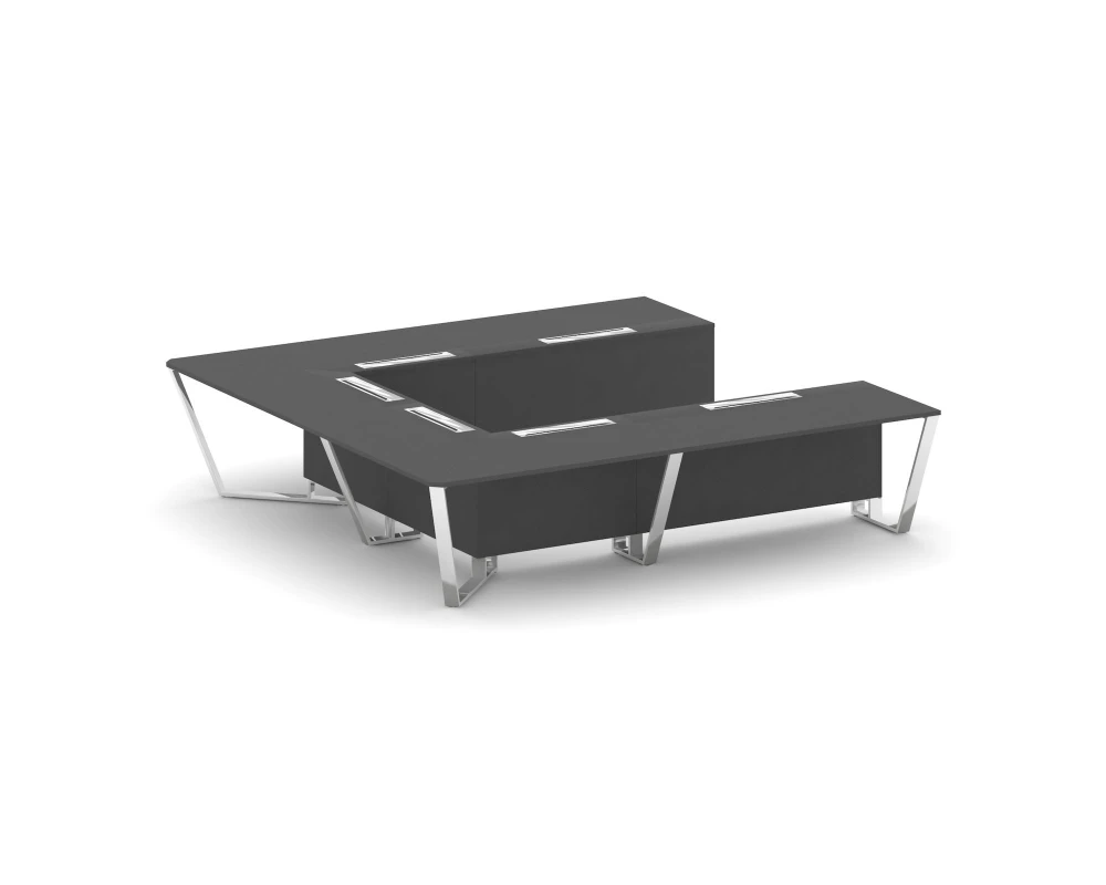Стол переговорный П-образный ЛДСП/нерж. сталь 3200x3200x750 Стил Мит / Steel Meet