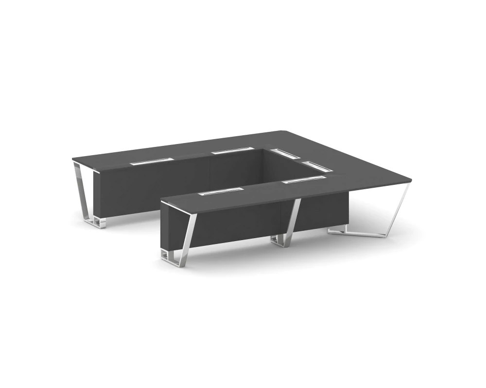 Стол переговорный П-образный ЛДСП/нерж. сталь 3200x3200x750 Стил Мит / Steel Meet