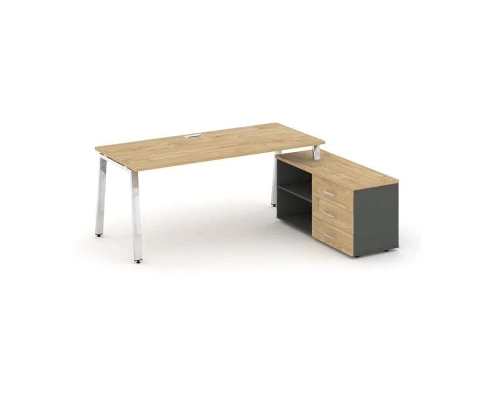 Стол письменный с греденцией правой на А-образном каркасе 1580x800x750 Style Project Direct Lux