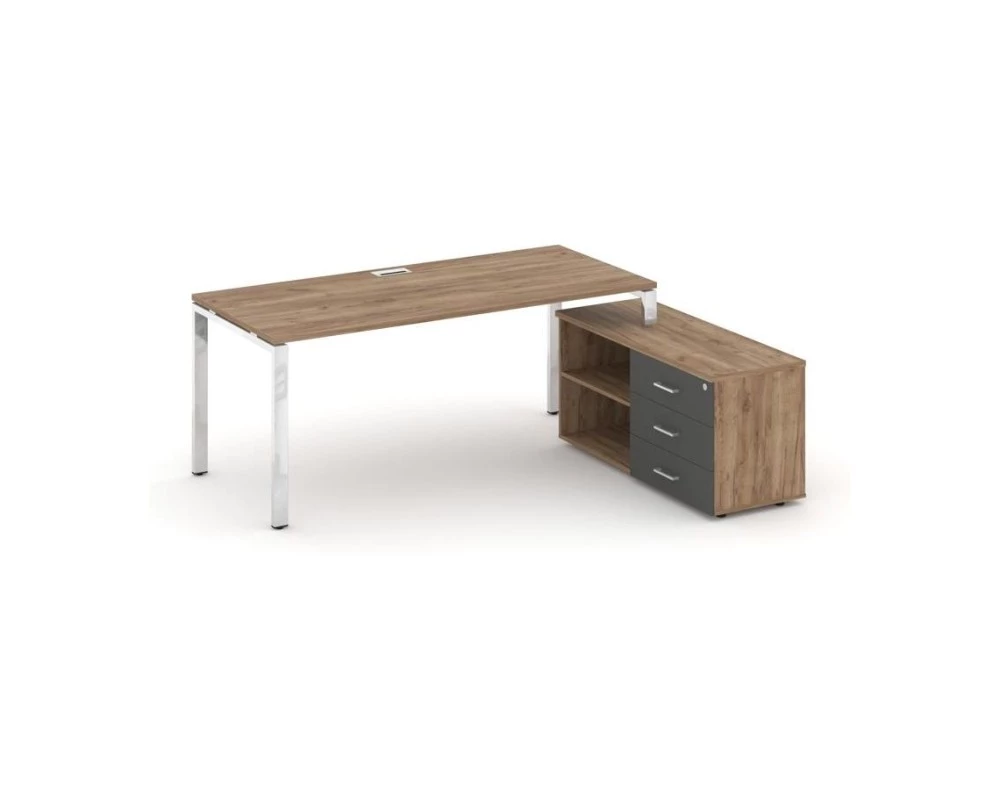 Стол письменный с греденцией правой на П-образном каркасе 1580x700x750 Style Project Direct Lux