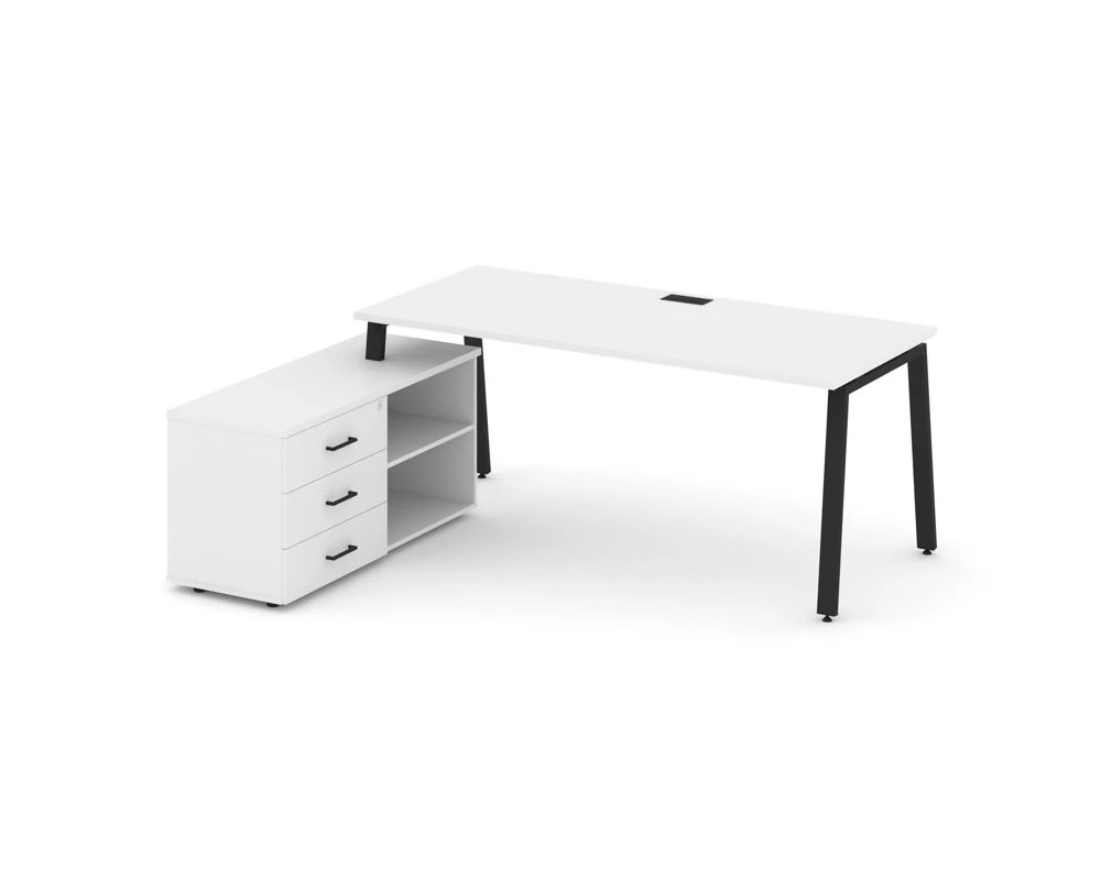 Стол письменный с греденцией левой на А-образном каркасе 1580x1580x750 Style Project Direct