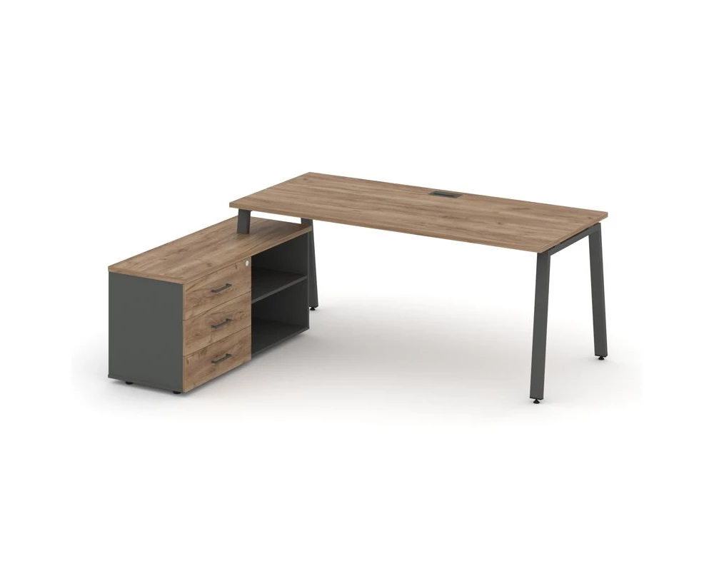 Стол письменный с греденцией левой на А-образном каркасе 1580x1580x750 Style Project Direct