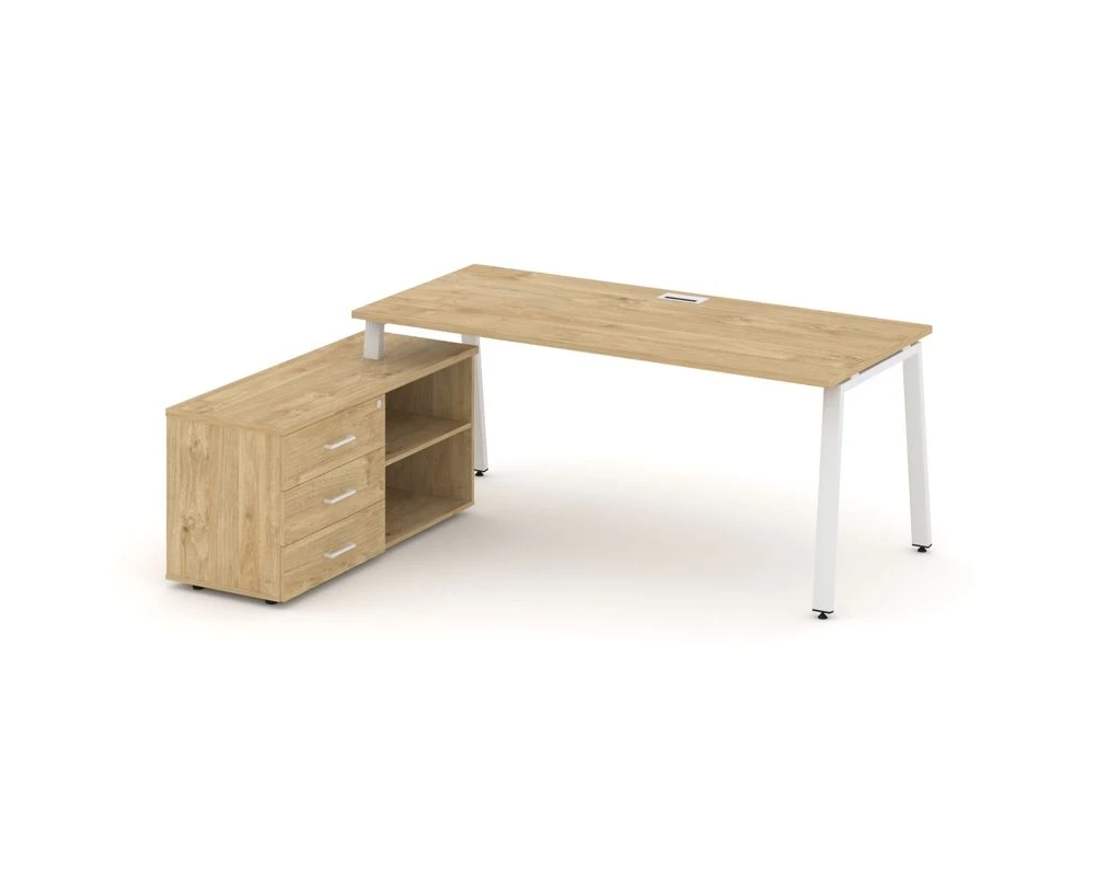 Стол письменный с греденцией левой на А-образном каркасе 2180x1480x750 Style Project Direct