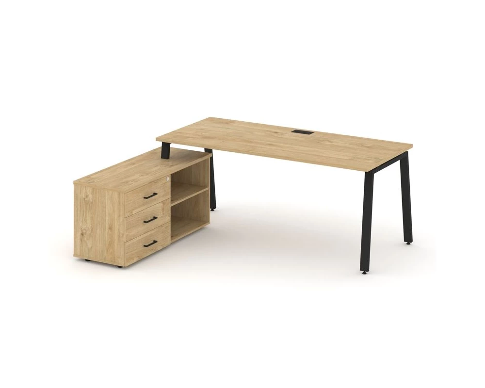 Стол письменный с греденцией левой на А-образном каркасе 2180x1480x750 Style Project Direct