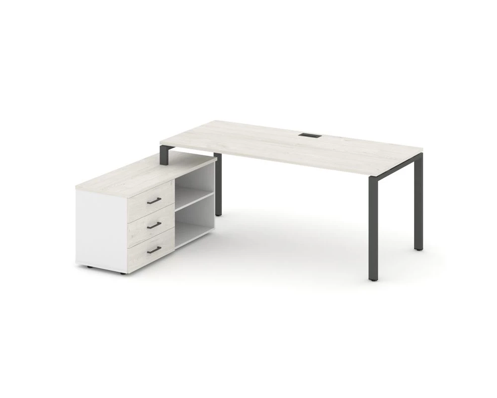 Стол письменный с греденцией левой на П-образном каркасе 2180x1480x750 Style Project Direct