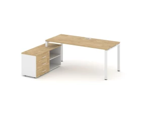 Стол письменный с греденцией левой на П-образном каркасе 2180x1480x750 Style Project Direct images