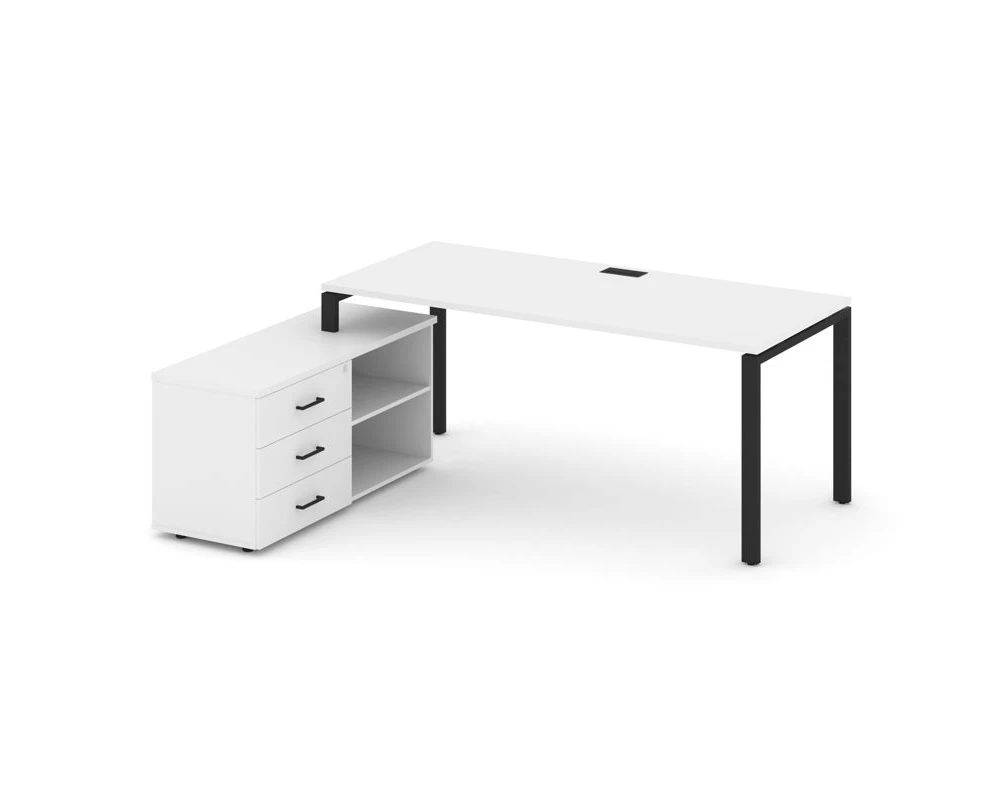 Стол письменный с греденцией левой на П-образном каркасе 2180x1480x750 Style Project Direct