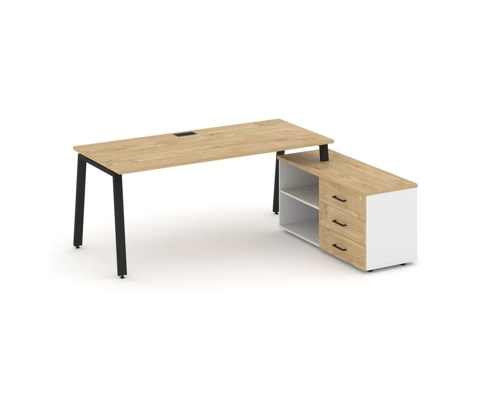 Стол письменный с греденцией правой на А-образном каркасе 1980x1480x750 Style Project Direct