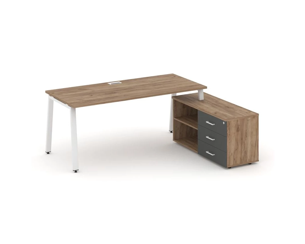 Стол письменный с греденцией правой на А-образном каркасе 1980x1480x750 Style Project Direct