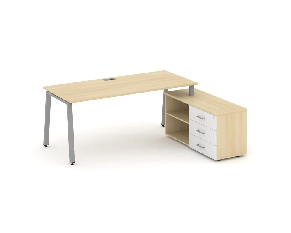 Стол письменный с греденцией правой на А-образном каркасе 2180x1480x750 Style Project Direct