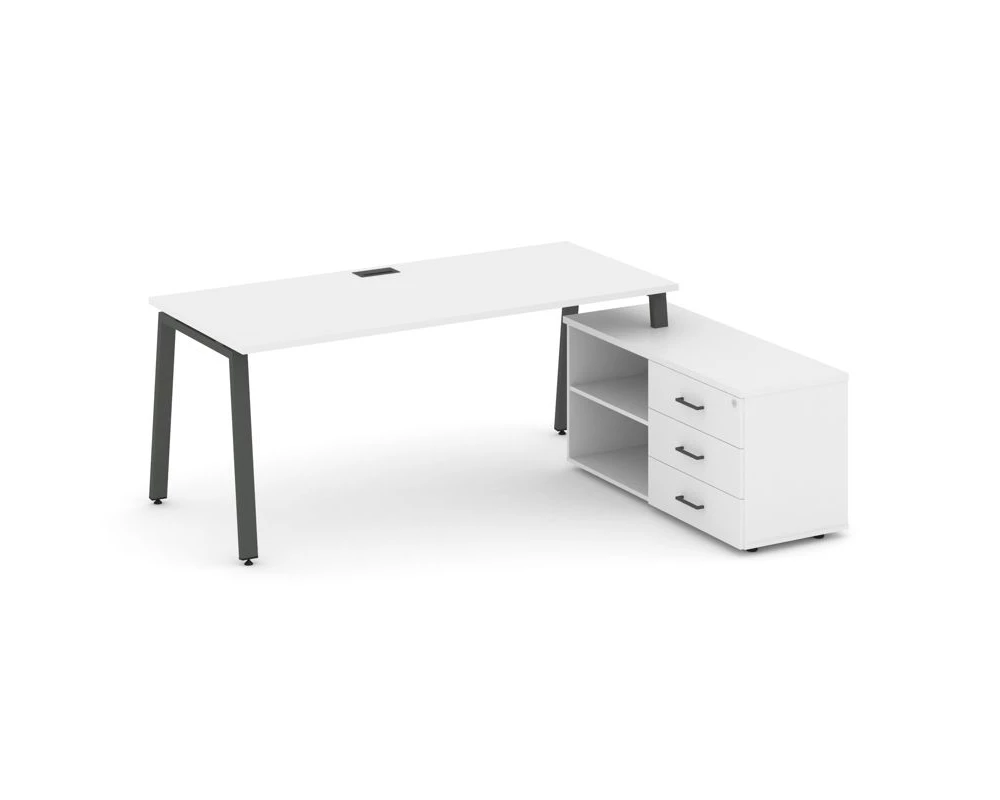 Стол письменный с греденцией правой на А-образном каркасе 2180x1480x750 Style Project Direct