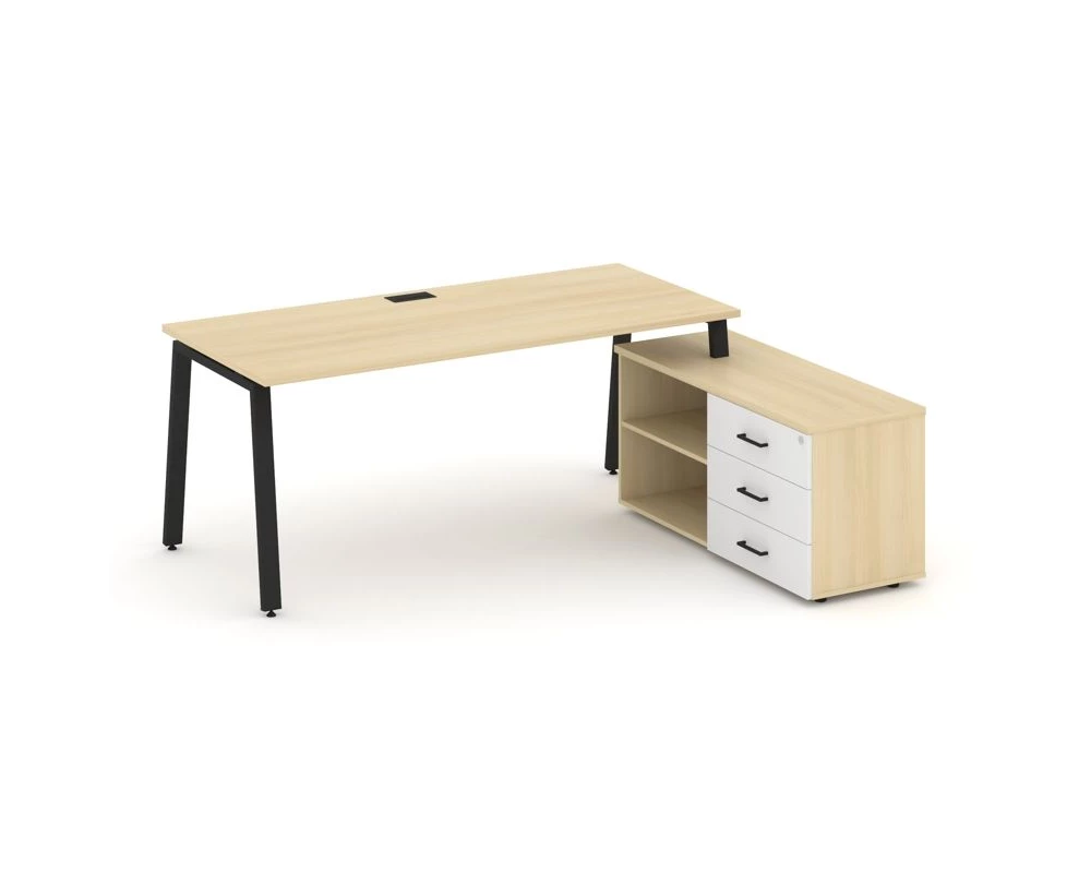 Стол письменный с греденцией правой на А-образном каркасе 2180x1480x750 Style Project Direct