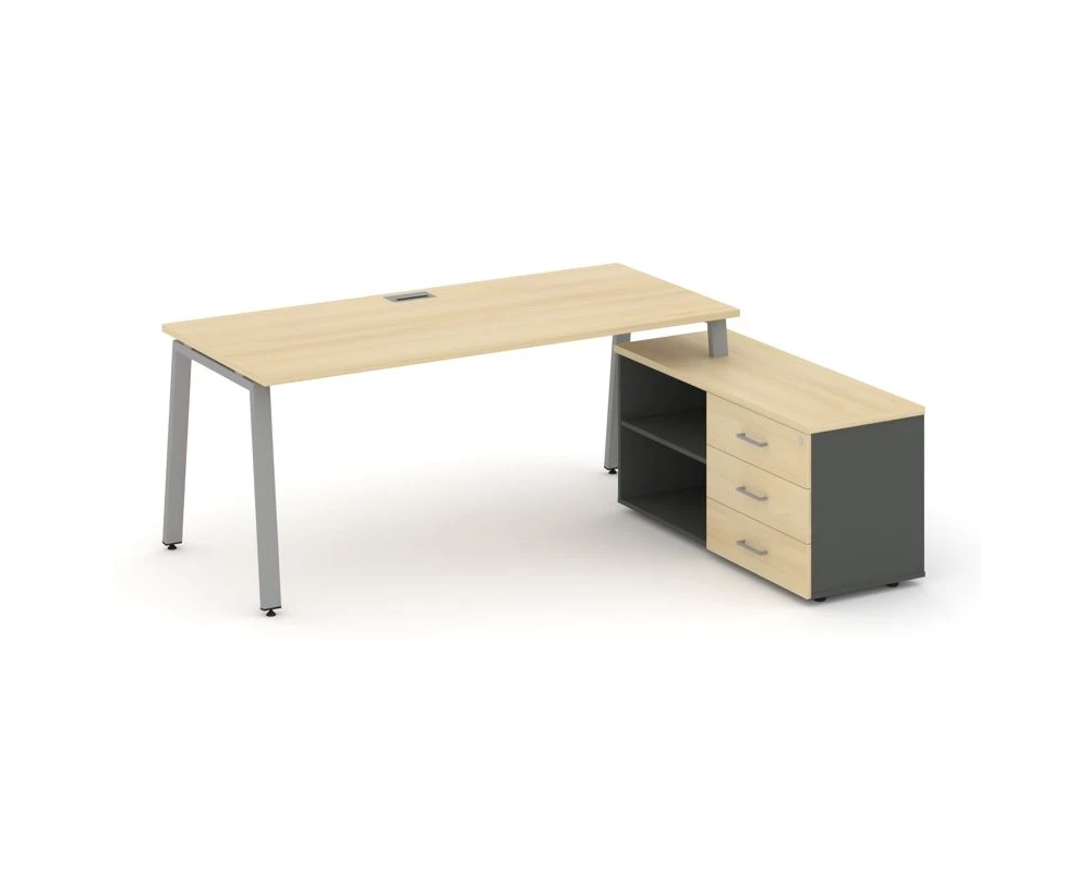 Стол письменный с греденцией правой на А-образном каркасе 2180x1480x750 Style Project Direct