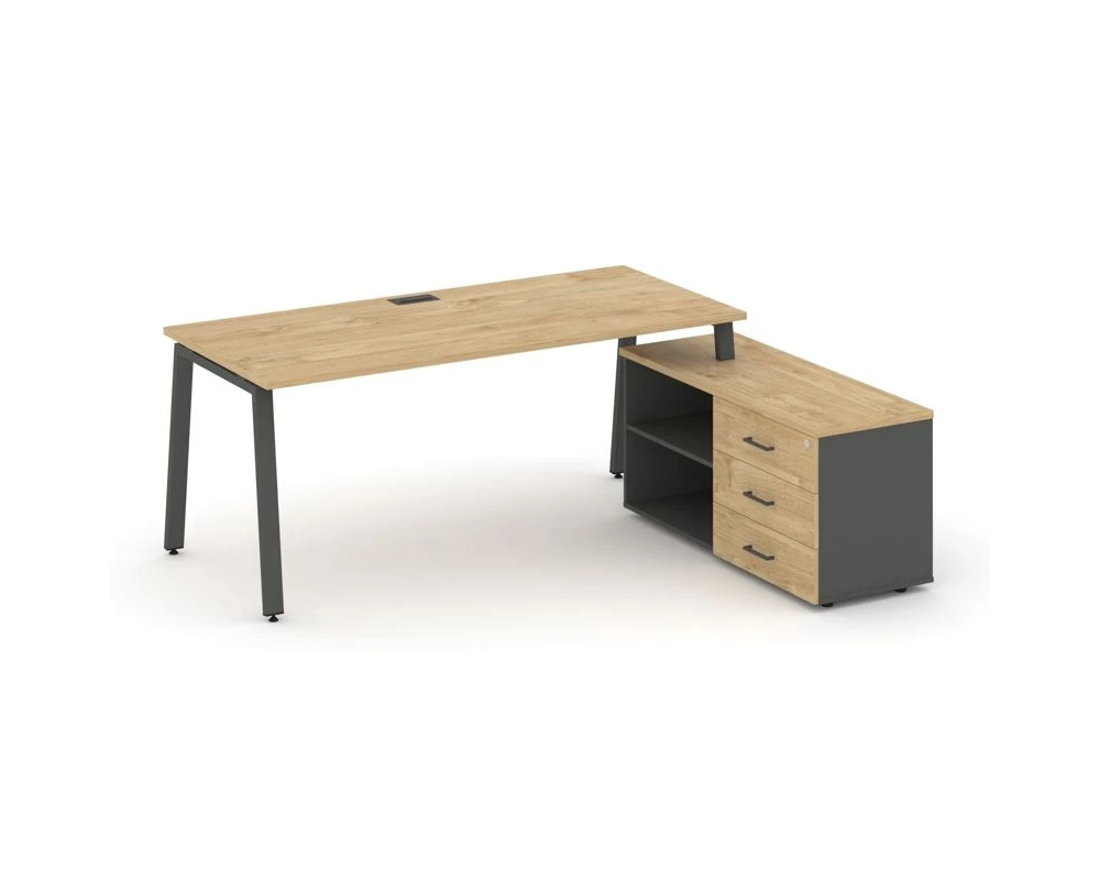 Стол письменный с греденцией правой на А-образном каркасе 2180x1480x750 Style Project Direct