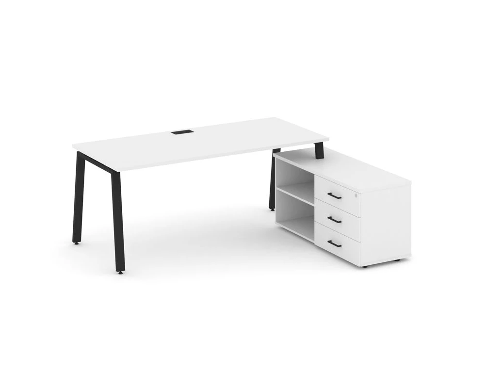 Стол письменный с греденцией правой на А-образном каркасе 2180x1480x750 Style Project Direct