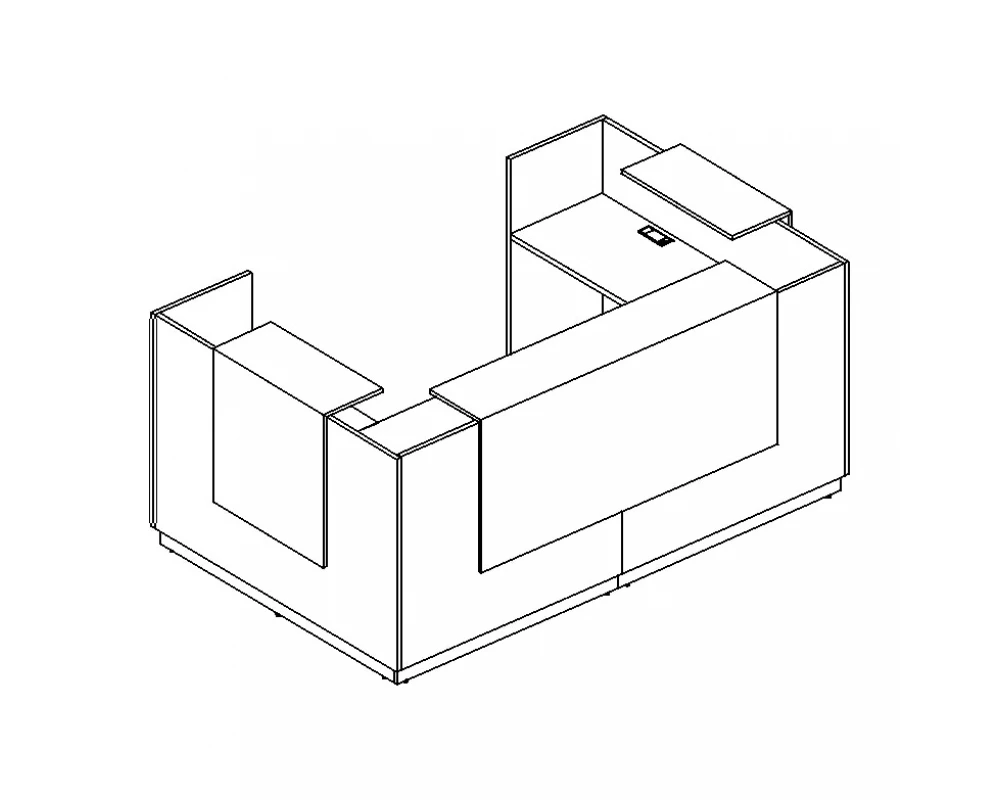 Стойка ресепшн П-образная (полки высокие) 245x155x115 A4