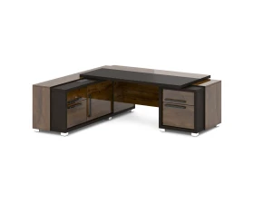Стол с тумбой и греденцией (беспроводная зарядка, 2xUSB, розетка) 2270х2016х750 Грейс / Grace images