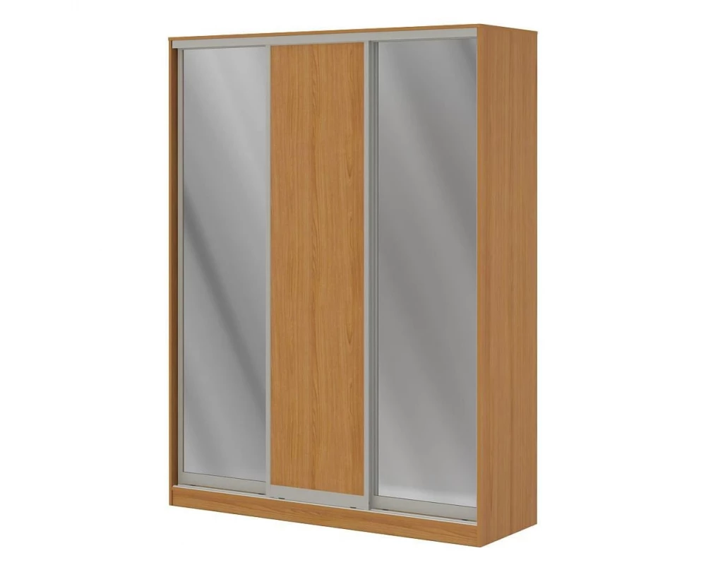 Шкаф купе 1,8 м с двумя зеркальными и одной ЛДСП дверями ПК-ШК-КМШ240Х180Д1/СЗ2-В1 Премьер