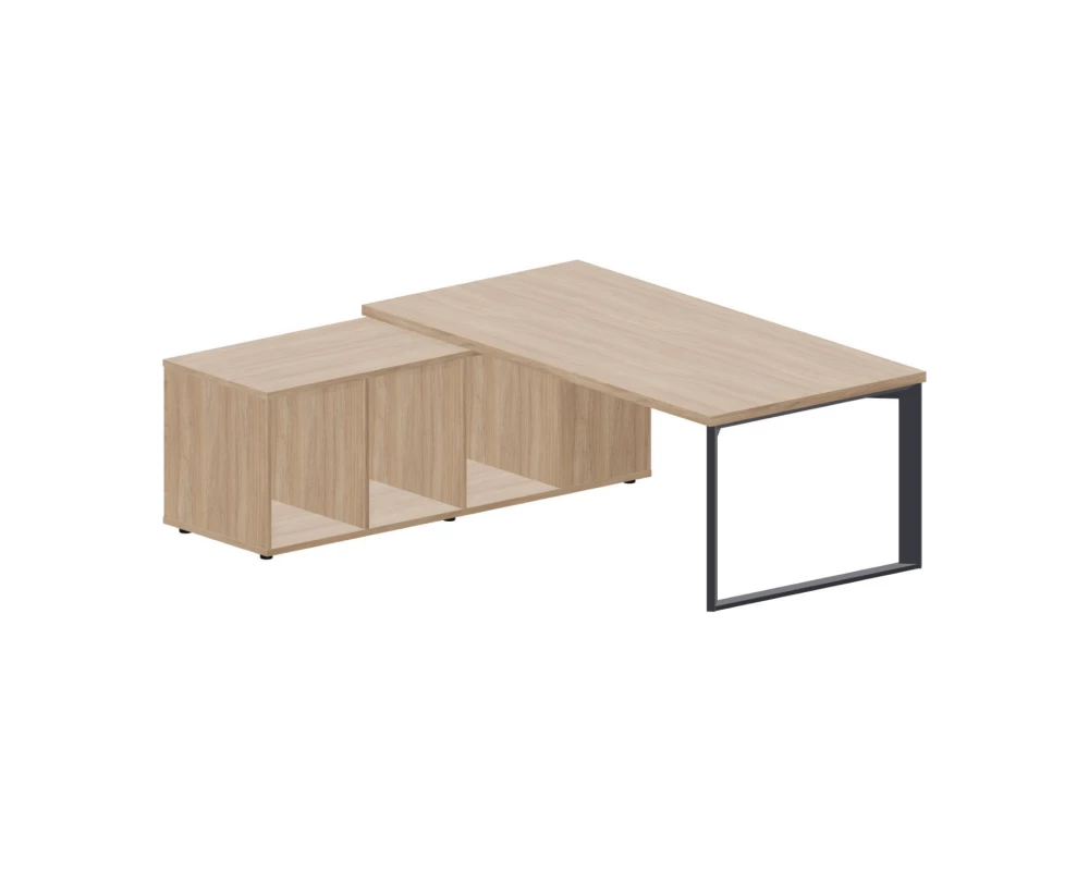 Стол руководителя на опорной тумбе (левый) 200х180х74 Fortum Светлый дуб/Атрацит