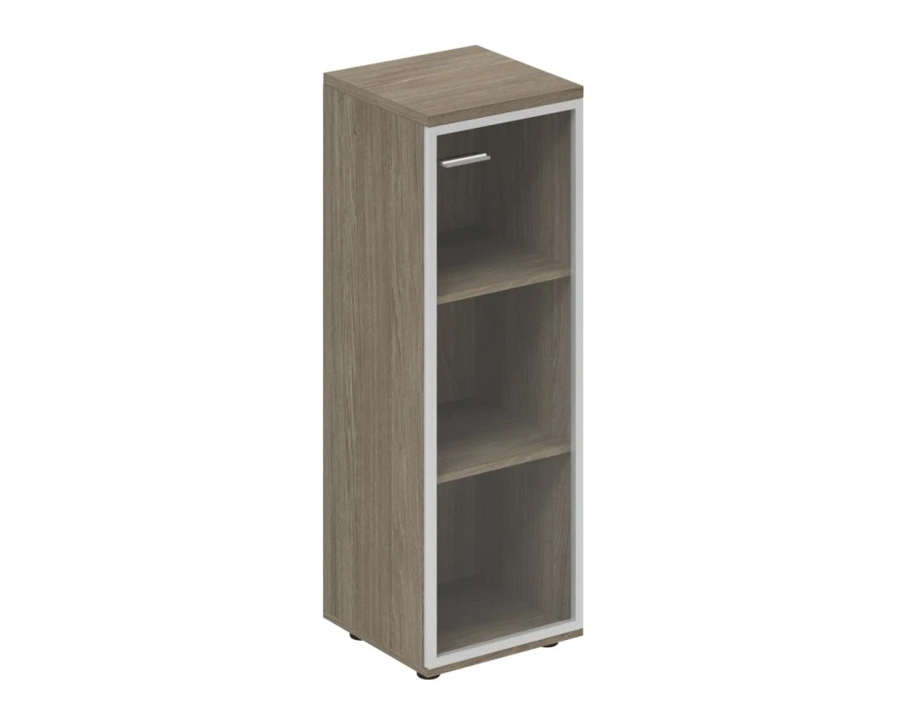 Шкаф средний 400x400x1200 со стеклом, з.ст ЛДСП, правый Винг / Wing Дуб темный